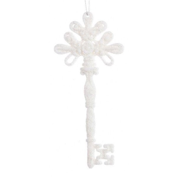 Χριστουγεννιάτικο Κλειδί Λευκό με Στρας (16cm)